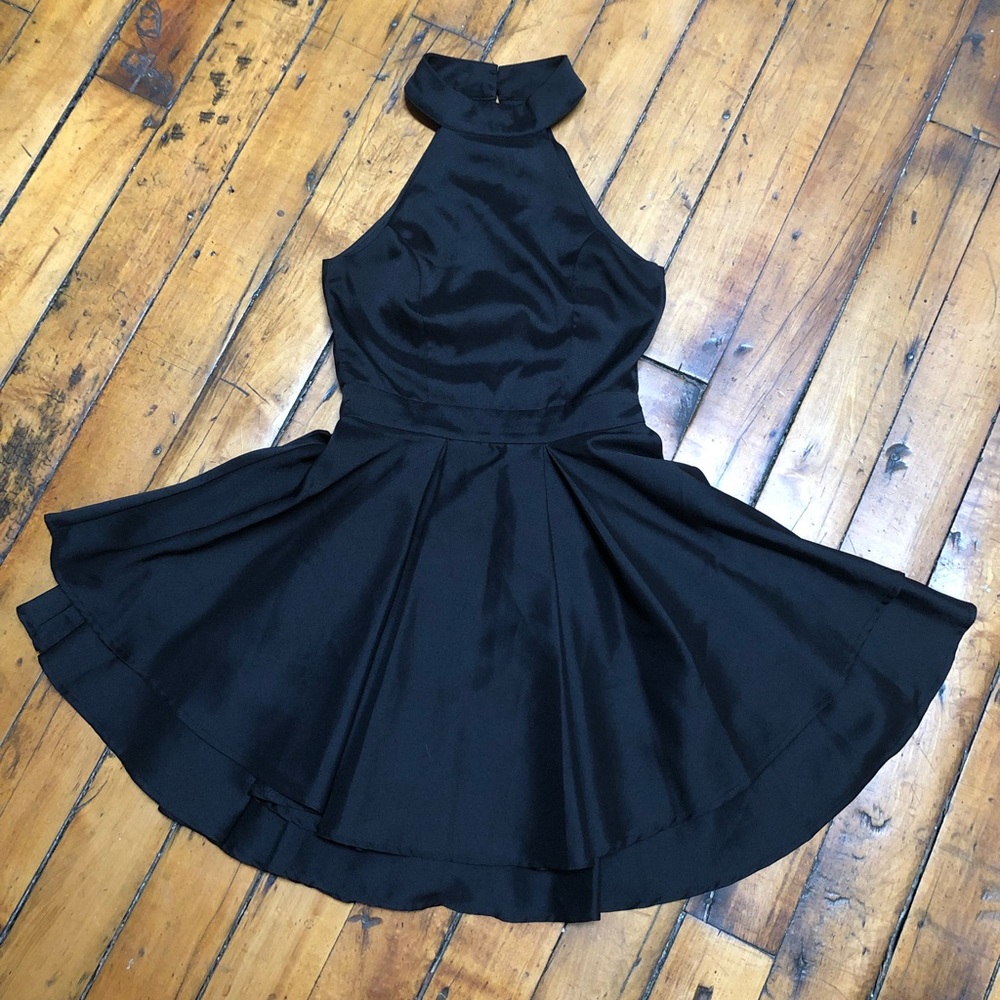 Lulus black, short, backless skater dress, size XS